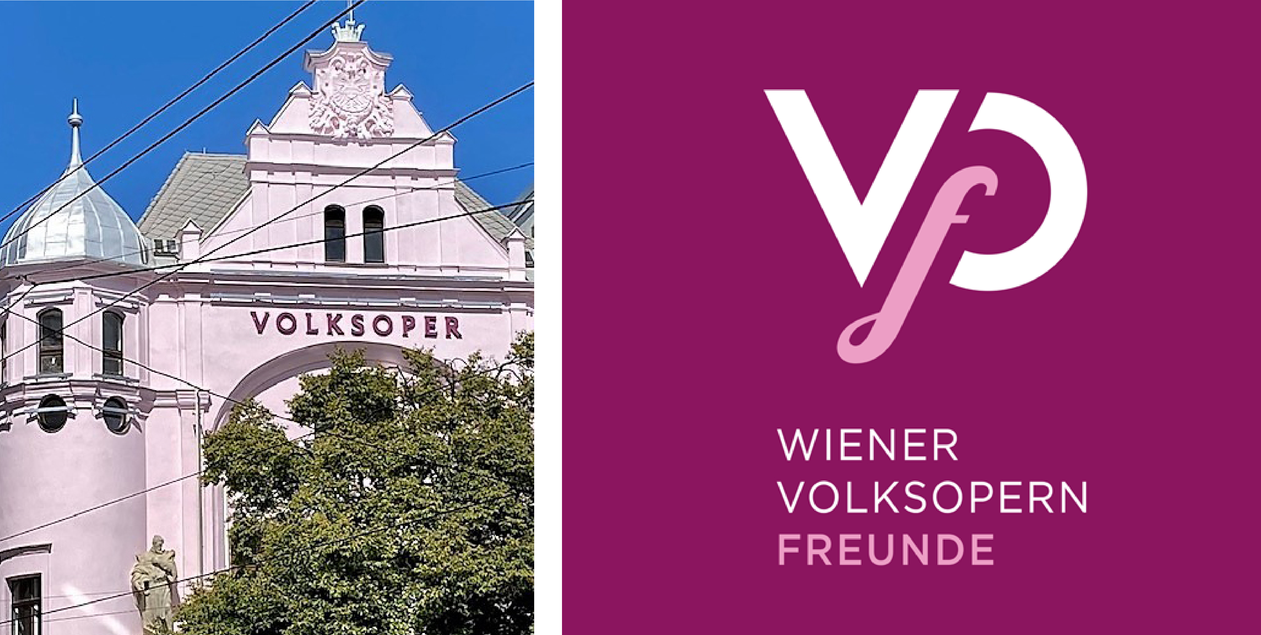 Gebäude der Wiener Volksoper © Volksoper Wien, Logo VOF